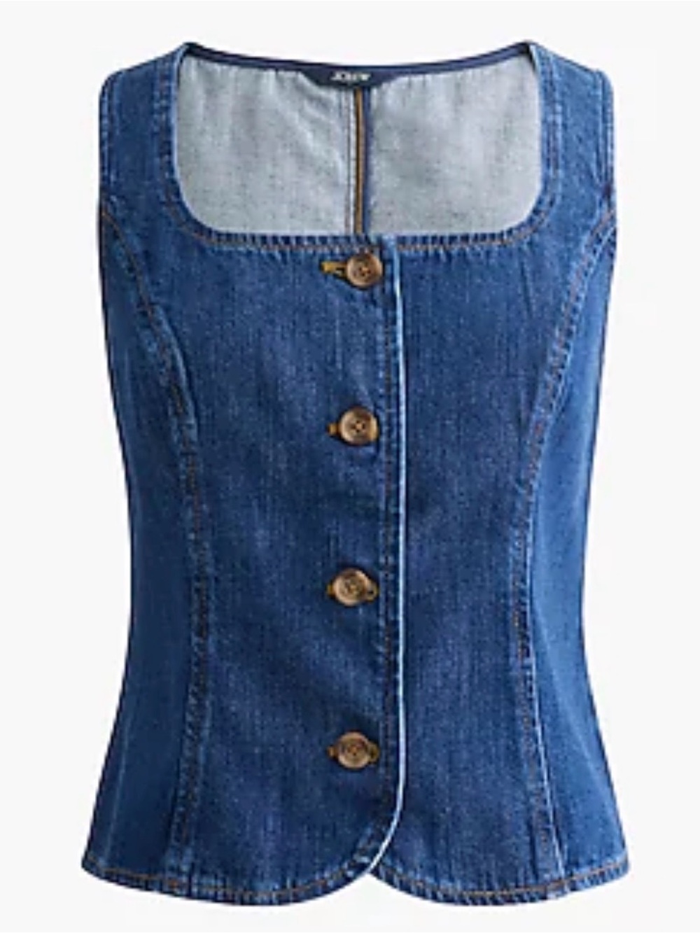 J crew Denim Button-Front Tank Top in Dark Blue